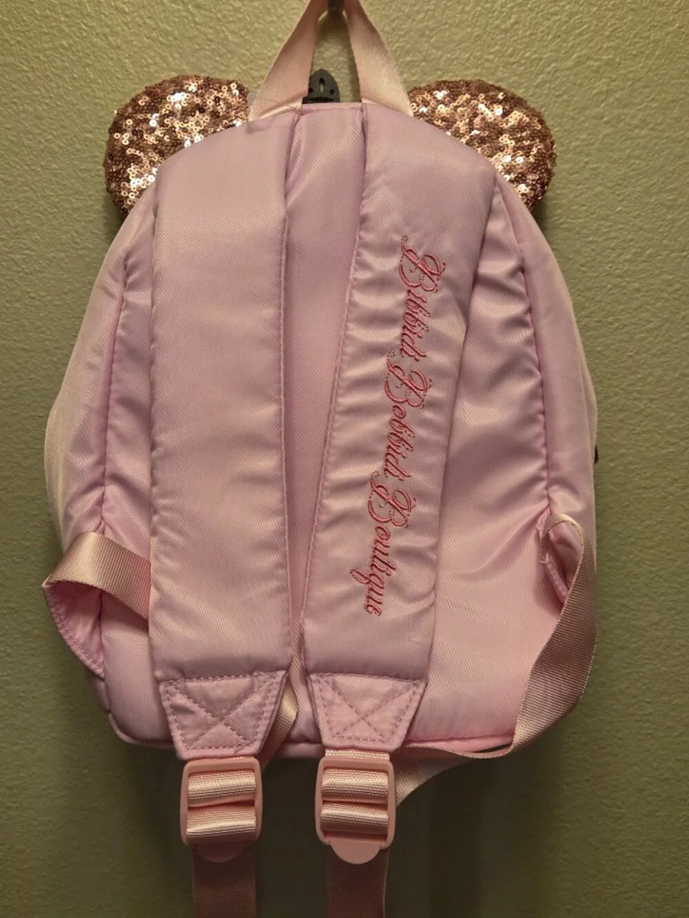 Disney Cruise Line Bibbidi Bobbidi Boutique pink sequin mini backpack